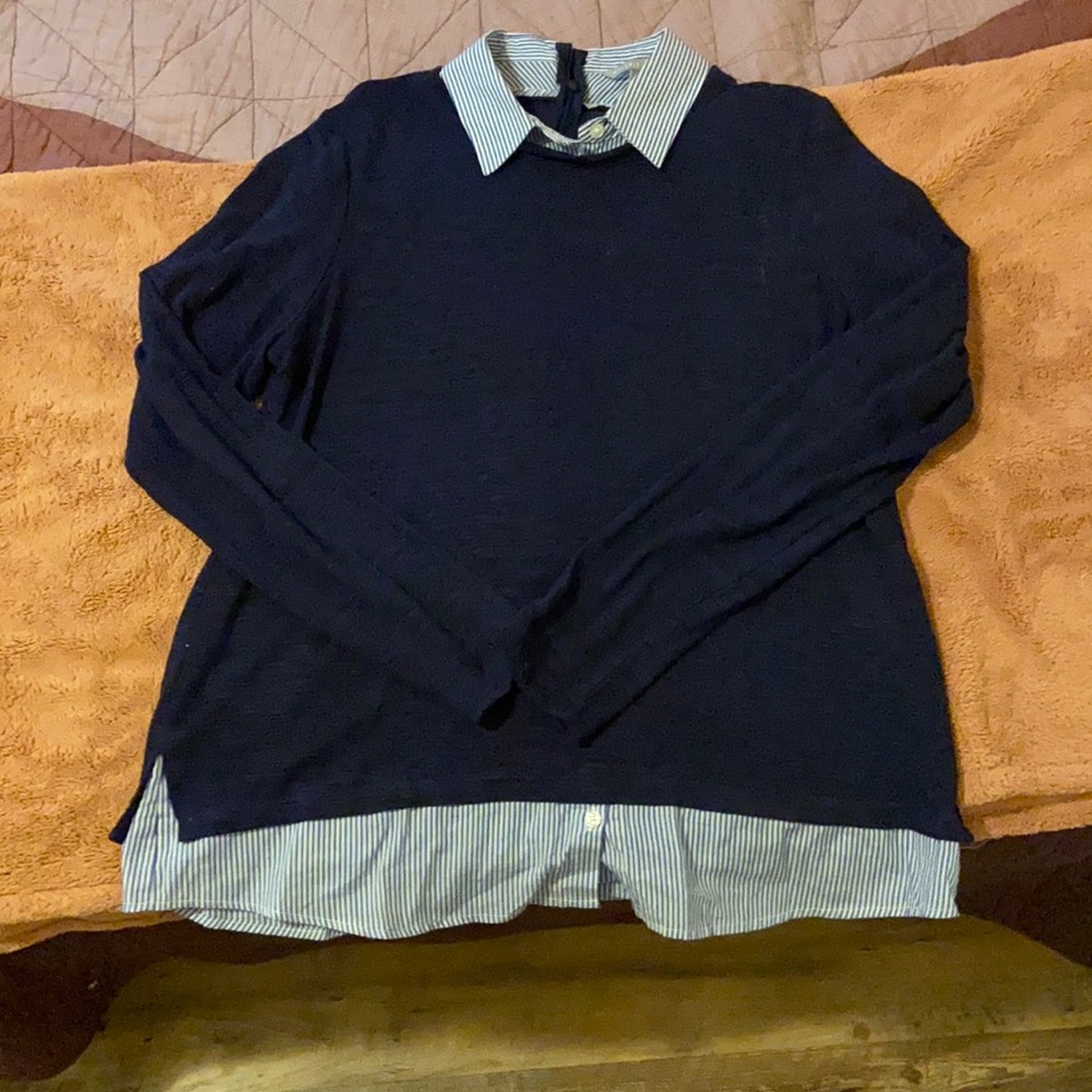 XL Navy Blue Valerie Stevens Shirt With Collar